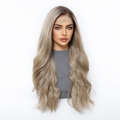 LaceFront Mushroom Beige Blonde Body Long Wave 28