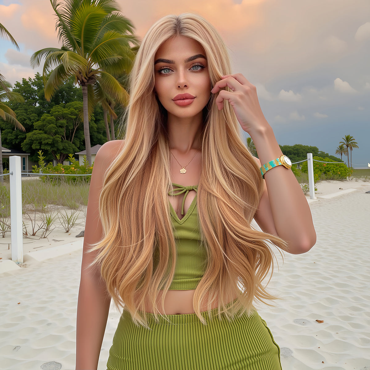 LaceFront Honey Blonde Loose Waves 28