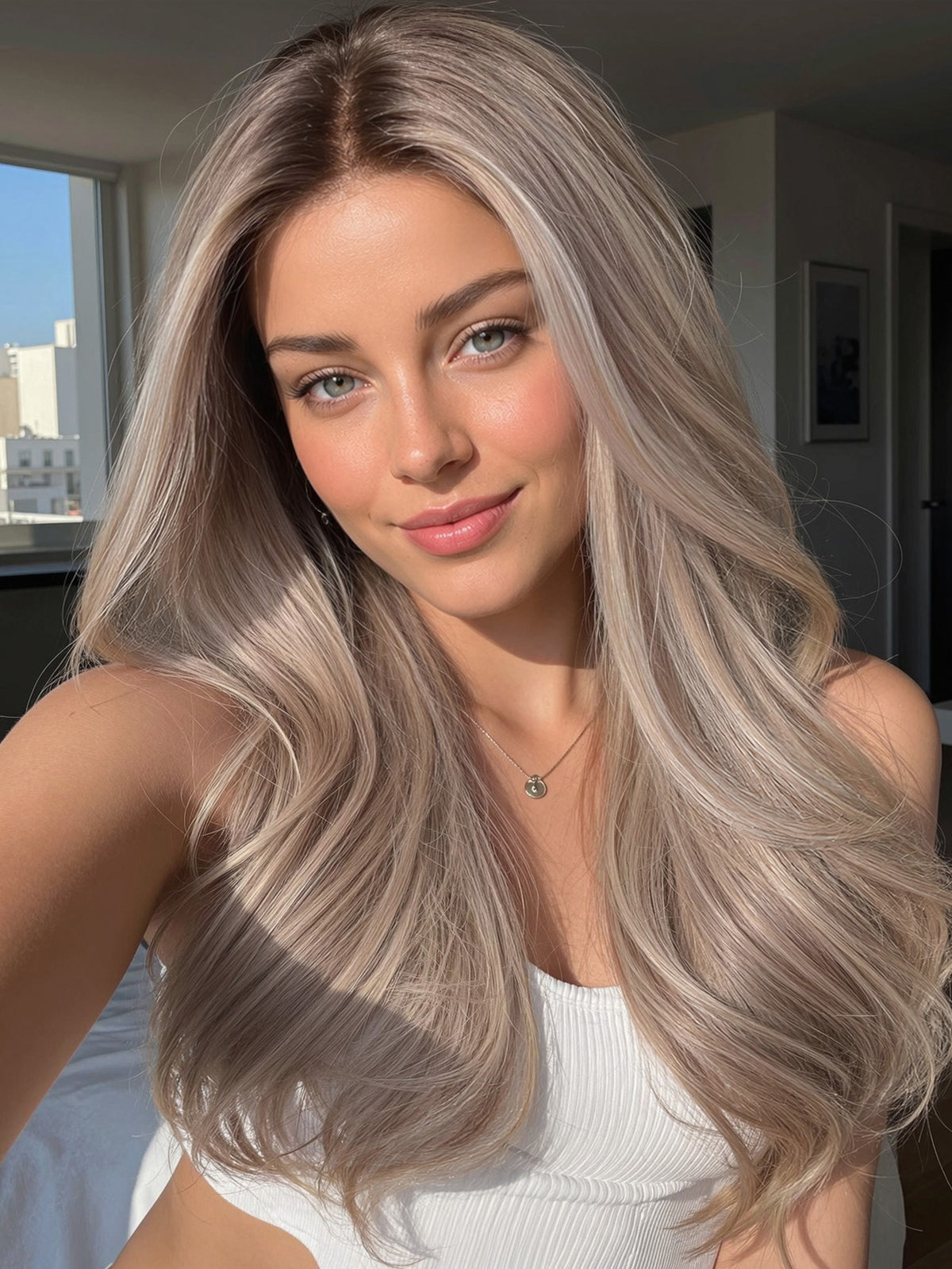 AuraTress MONO Ash Blonde Long Soft Waves 22