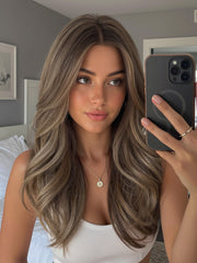 AuraTress MONO Ash Brown Long Layered Waves 22