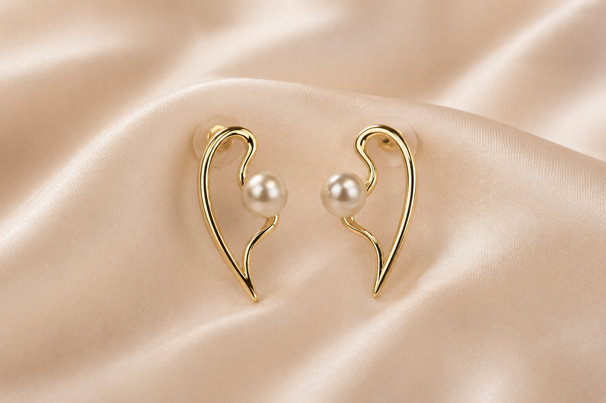 Pearl Heart Earrings