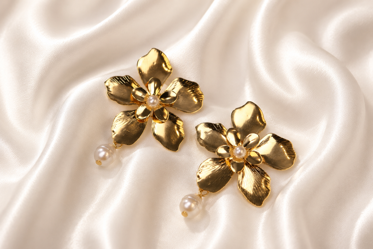Aurora Flower Pearl Earrings