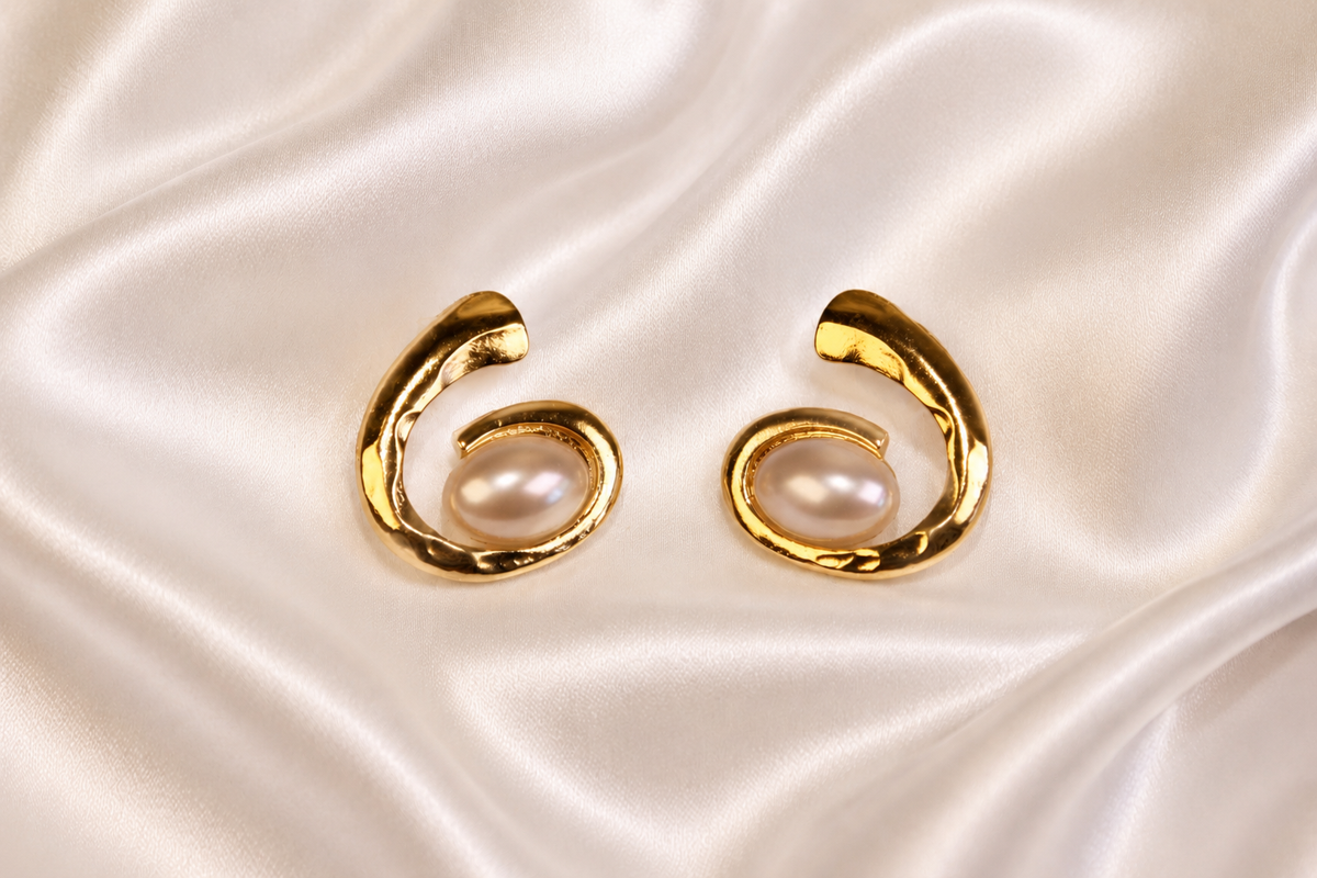 Golden Pearl Whisper Earrings
