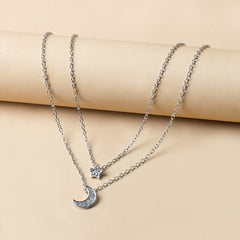 Moon & Star Necklace-Silver