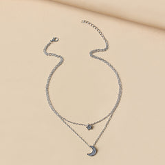 Moon & Star Necklace-Silver