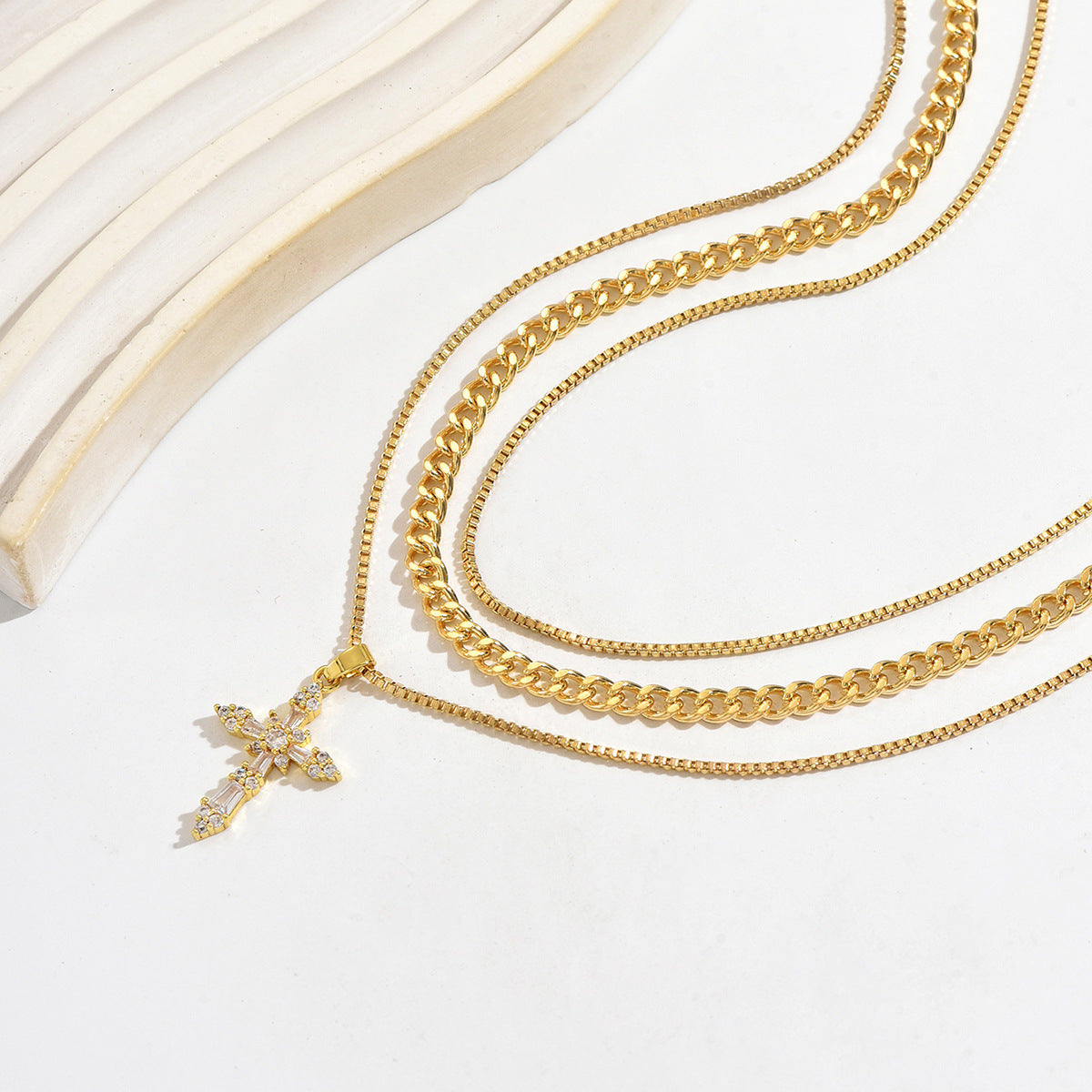 Layered Cross Necklace