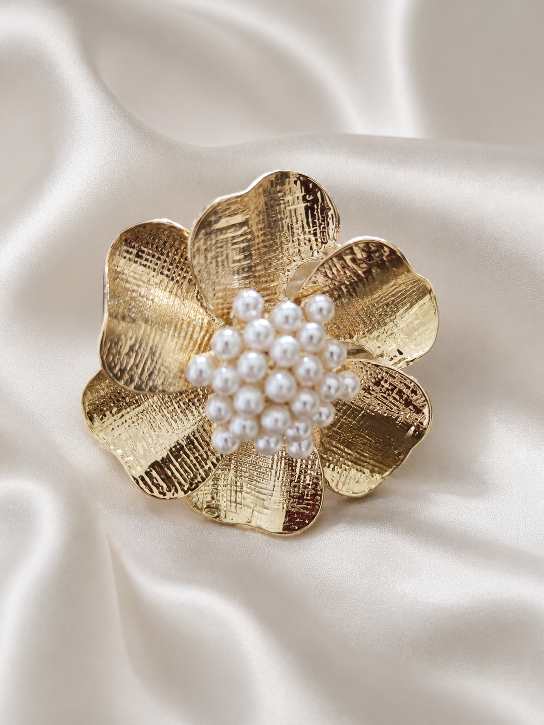 Gold Blossom Pearl Ring