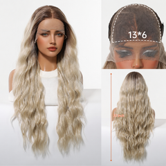 LaceFront Champagne Blonde with Dark Root Loose Waves 30