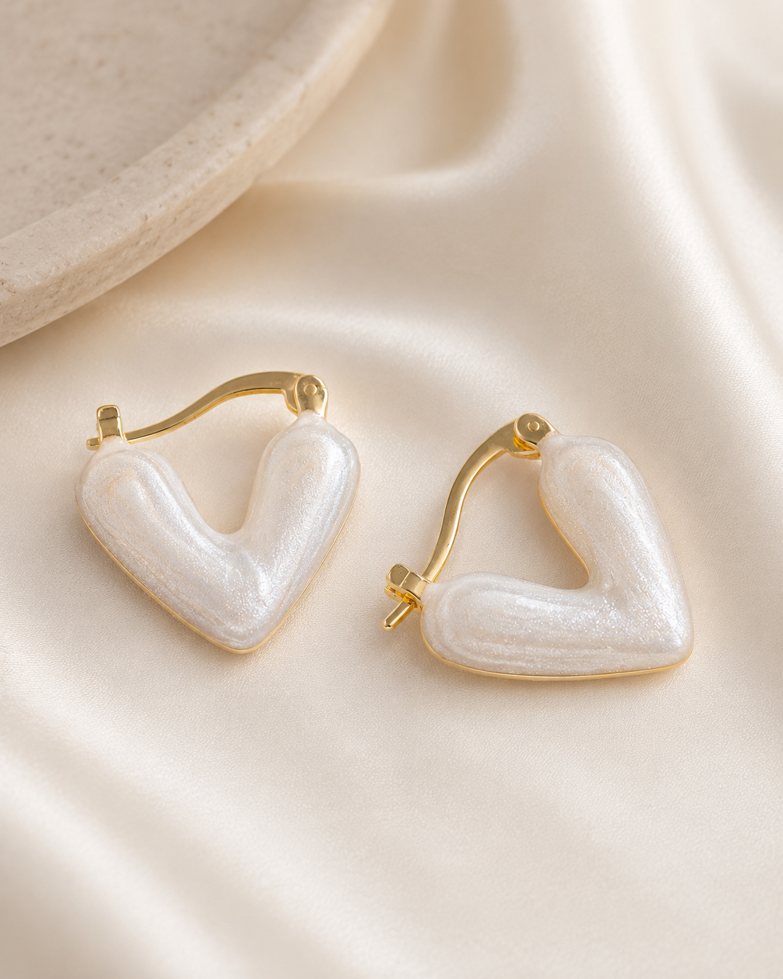 Elegant gold heart-shaped hoop earrings