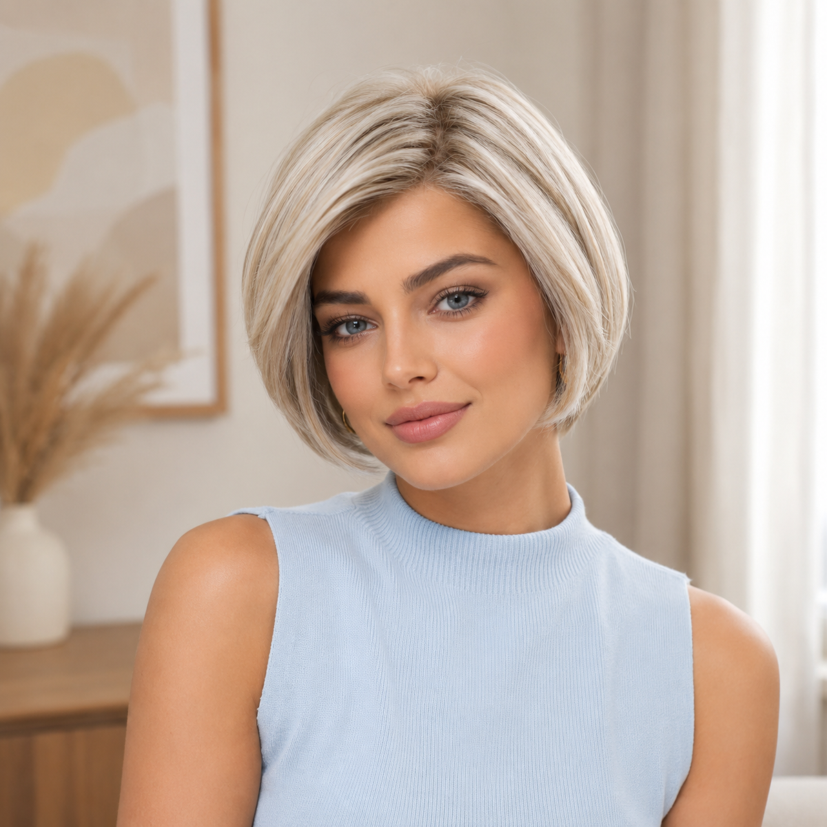 AuraTress MONO Champagne Blonde Layered Pixie Bob 8
