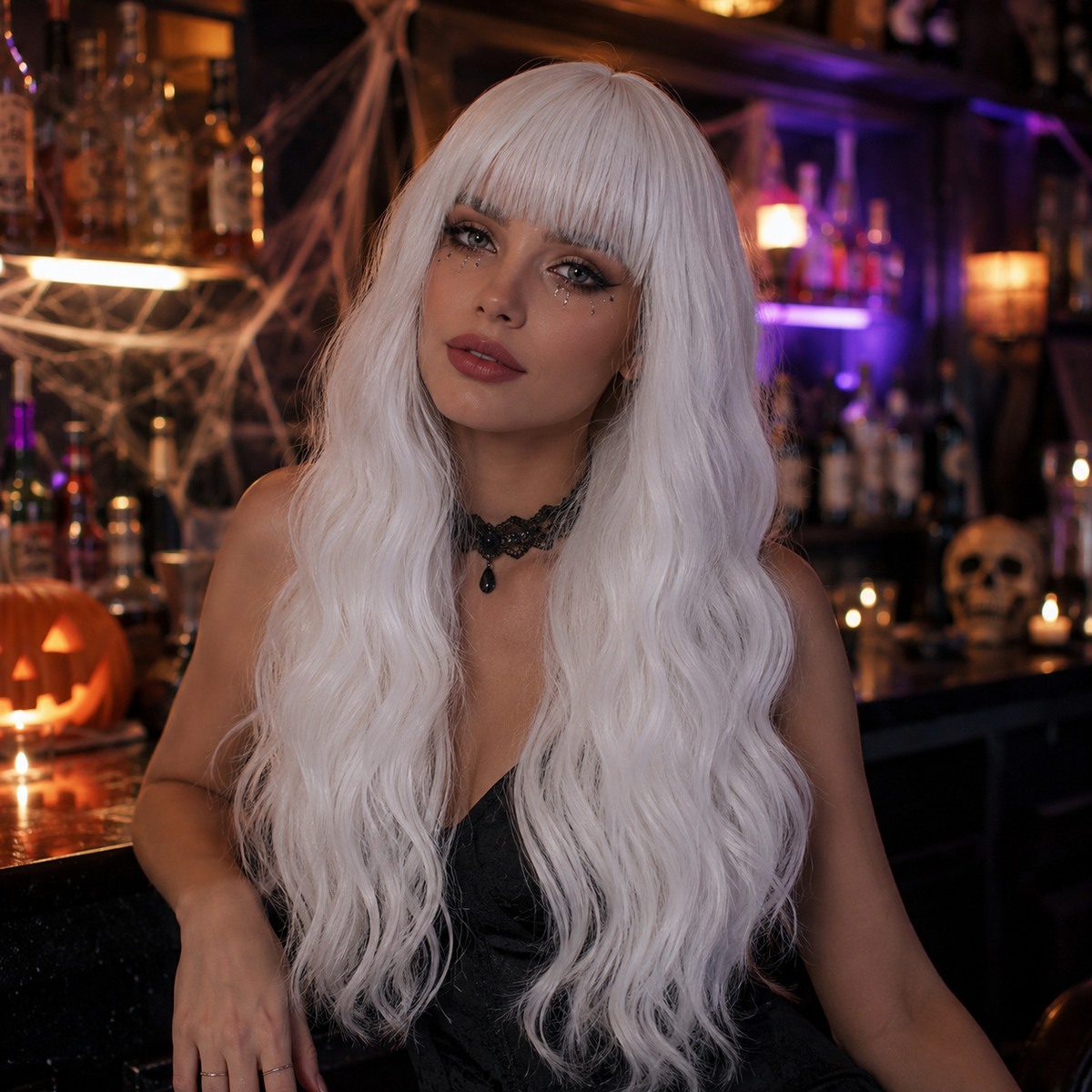 Snow White Long Soft Waves with Bangs 26