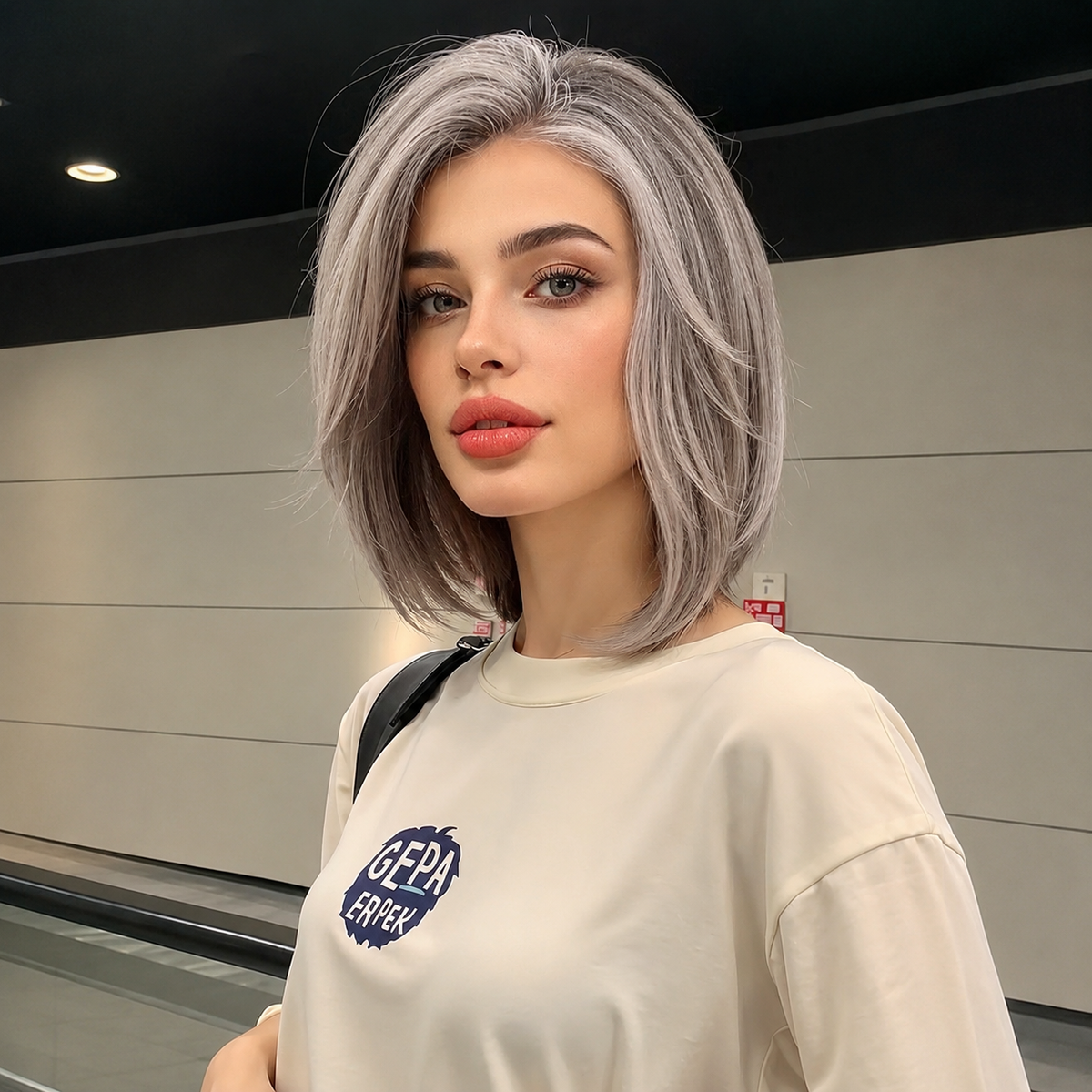 LaceFront Silver Ash Blonde Medium Layered Bob 10