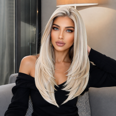 Lace Front Silvery Blonde Long Curly 22