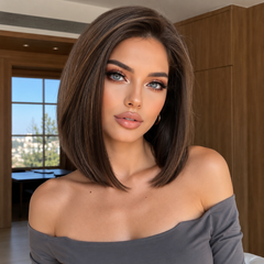 LaceFront Chocolate Brown Medium Sleek Bob 12