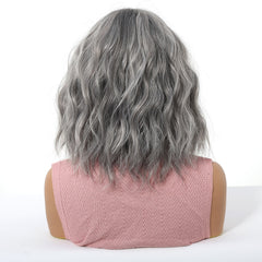 Silver Mist Textured Bob Wig with Bangs 14