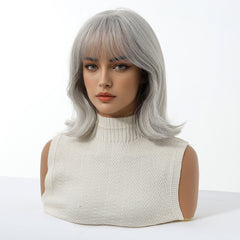 Silver Frost Layered Bob with Wispy Bangs 10