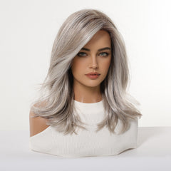 AuraTress MONO Rooted Pearl Ash Blonde Feathered Layers 18