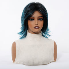 Midnight Blue Layered Bob Curly 12
