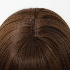 Chestnut Brown and Silver Highlights with Bangs Straight Bob 12