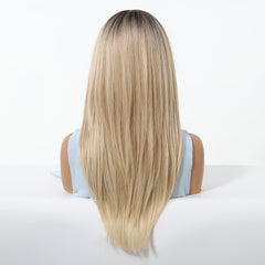 AuraTress MONO Brown Roots to Blonde  Long Curly 22