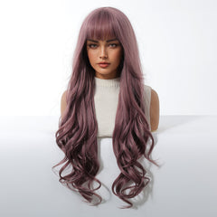 Dusty Rose with Bangs Long Curls 30