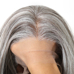 LaceFront Salt & Pepper Silver Long Layered Blowout 20