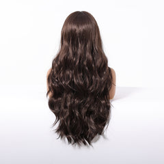 Dark Chocolate Brown with Wispy Bangs Long Waves 26