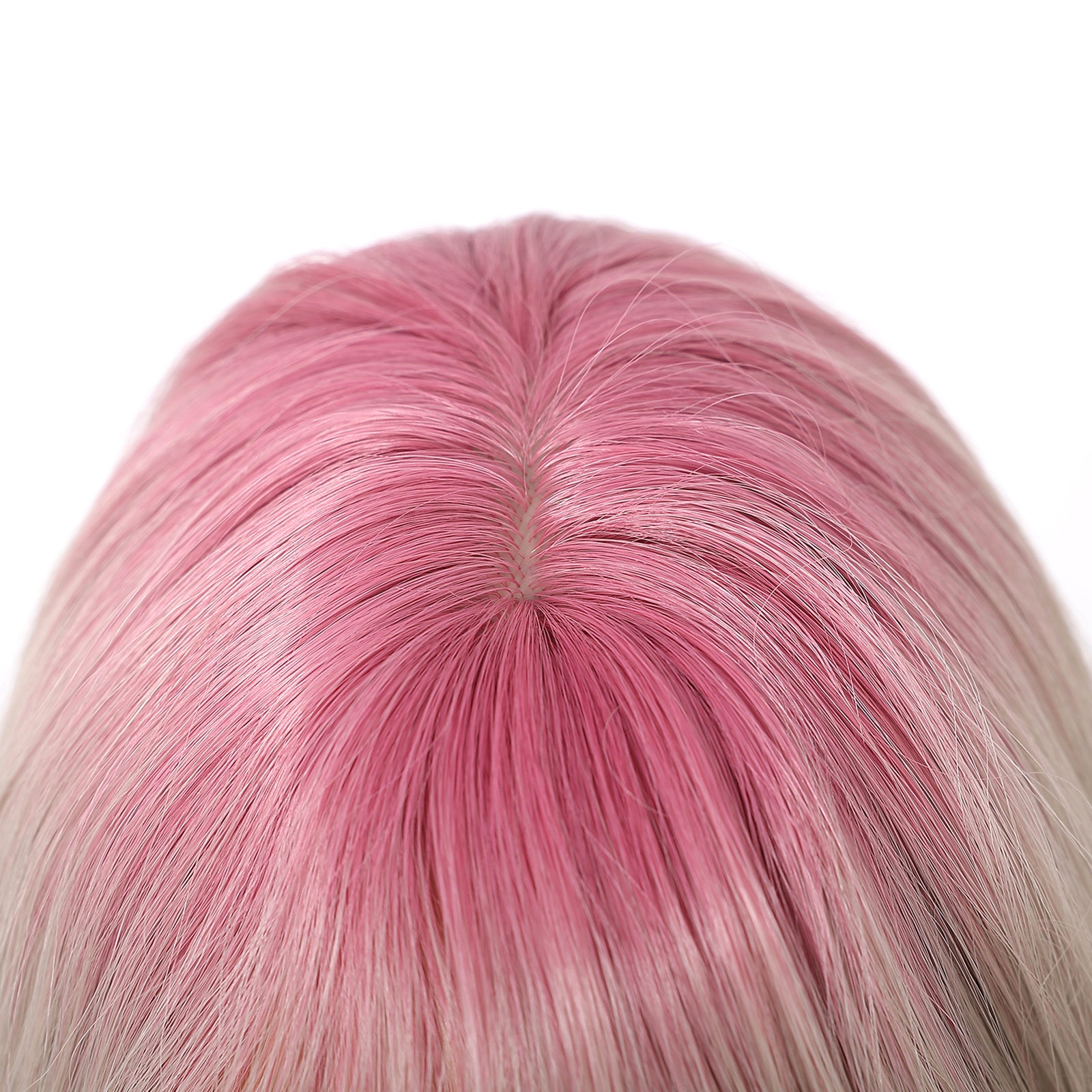 Silvery Blonde with Pink Top and End Long Curly 24