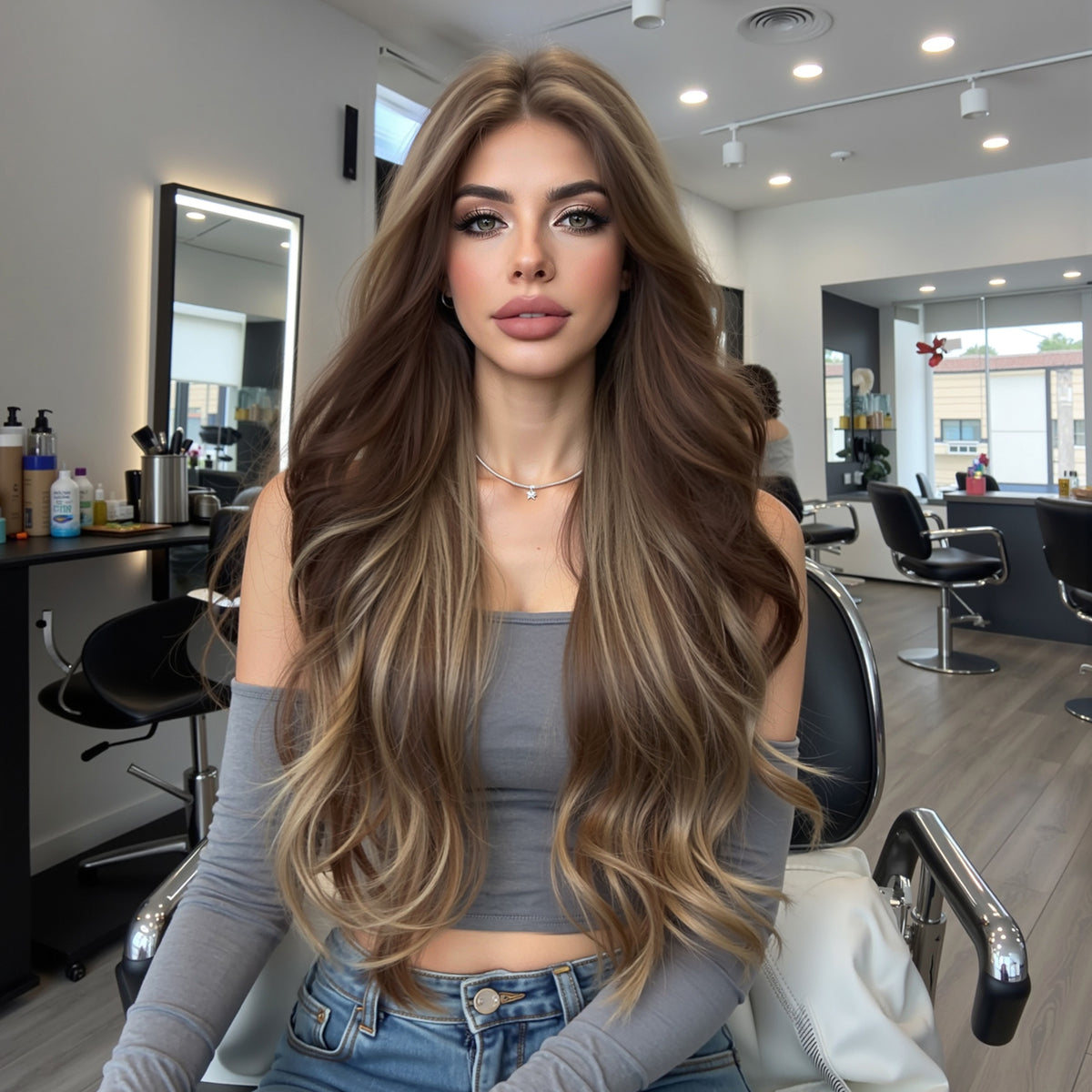 LaceFront Mocha Brown Balayage Body Long Wave 30