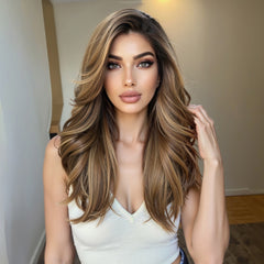LaceFront Mushroom Brown Long Layers 20