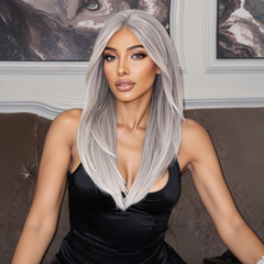 LaceFront Silver Grey Long Straight 22
