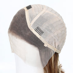 AuraTress 100% Human Hair Ash Blonde Lob with Dark Root 8