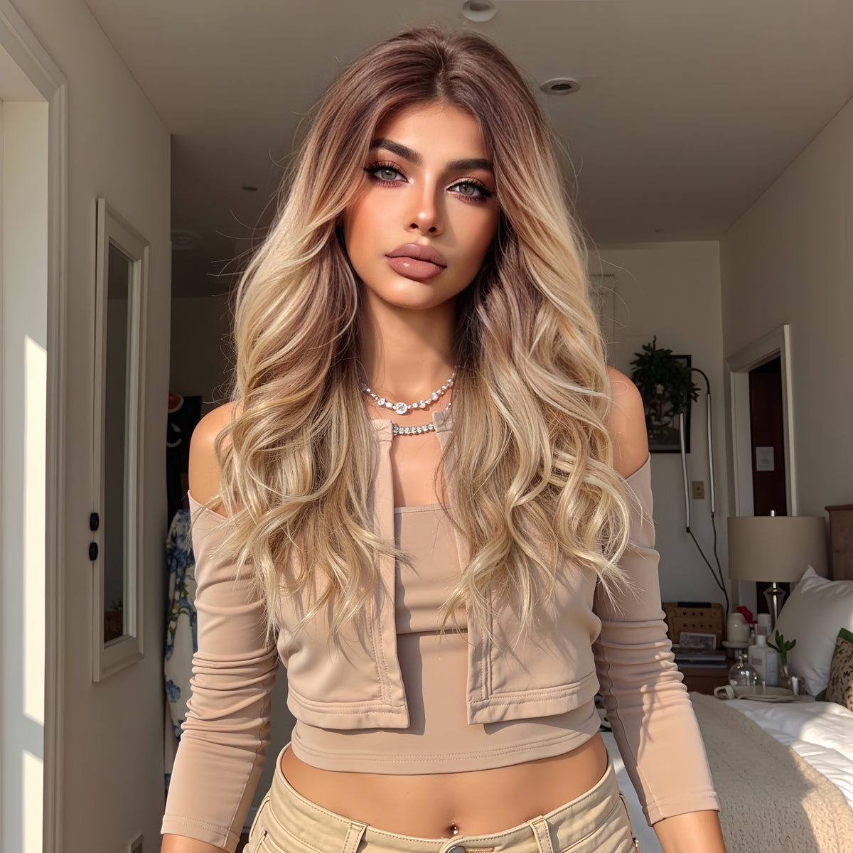 AuraTress MONO Brown Top to Golden End Long Curly 20
