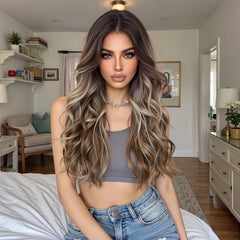 AuraTress MONO Brown Top to Blonde End Long Wavy 24