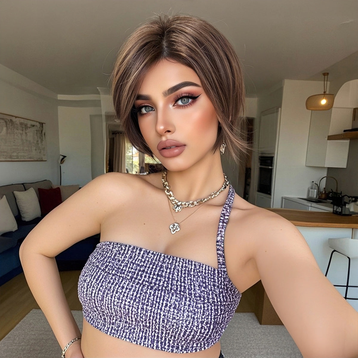 AuraTress MONO Brown Short Bob Straight 8