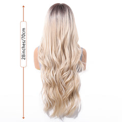 LaceFront Shadow Root Champagne Blonde Body Long Wave 28