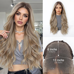 LaceFront Mushroom Beige Blonde Body Long Wave 28